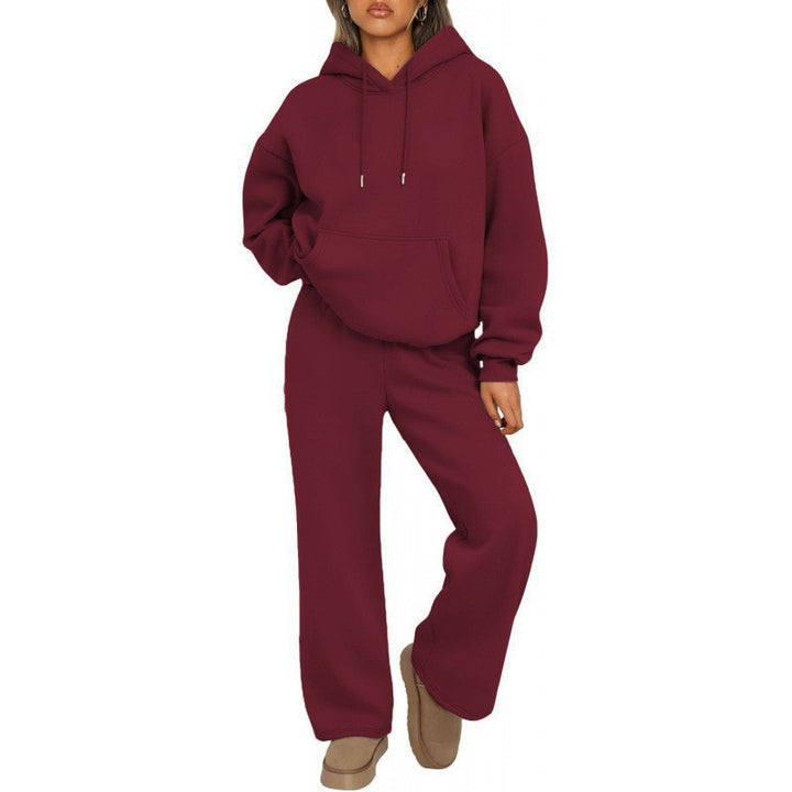 Women's Oversized Hoodie Set with Kangaroo Pocket and Wide Palazzo Pants Drune