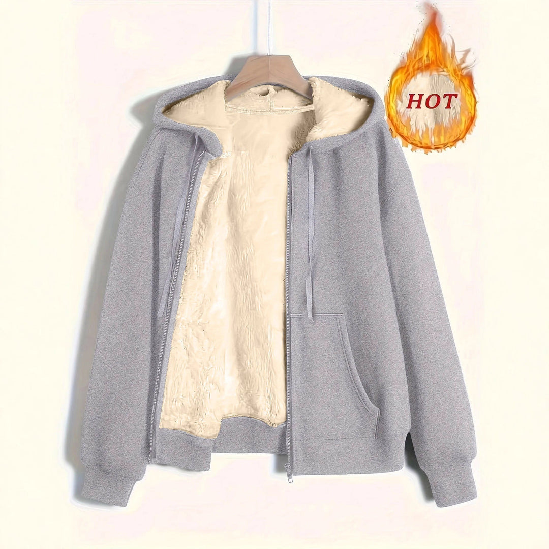 Ladies Cozy Fleece Jacket with Zipper and Hood Mune