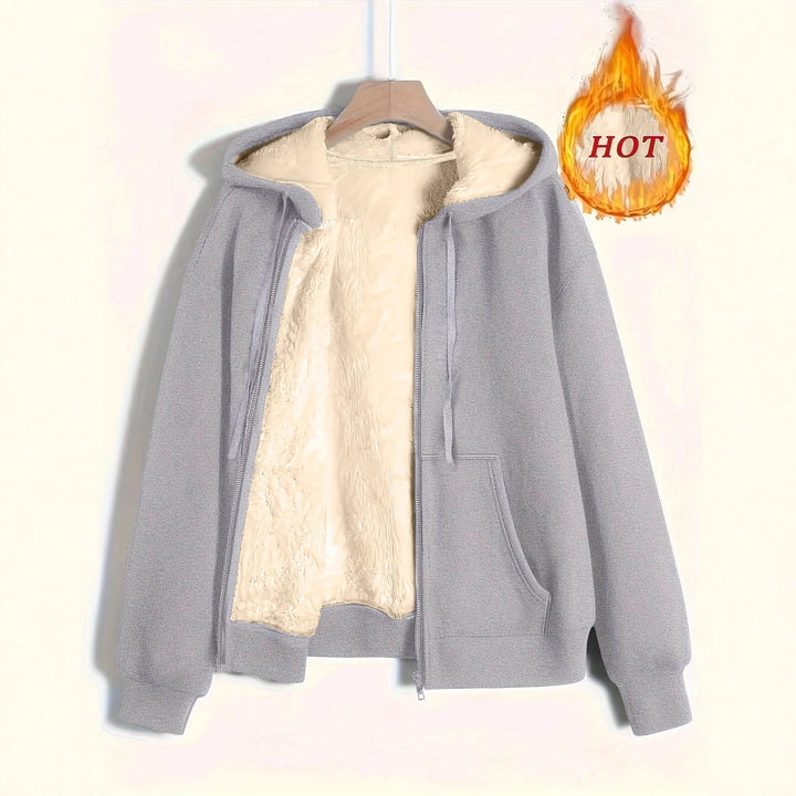 Ladies Cozy Fleece Jacket with Zipper and Hood Mune