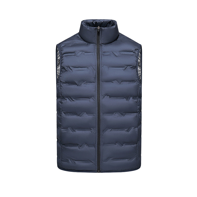 Men's Lightweight Down Look Vest with High Collar, Heat Panels & Concealed Insert Pockets Mune Fashion