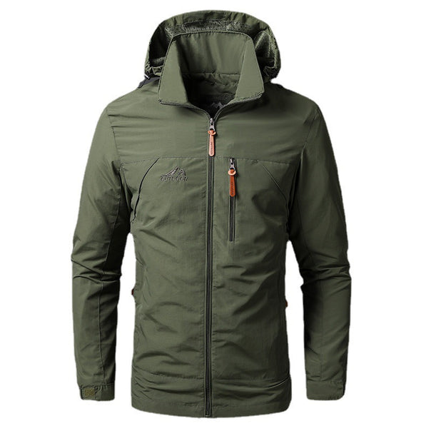 Men's lightweight water-repellent softshell jacket with hood and safety zipper Mune Fashion