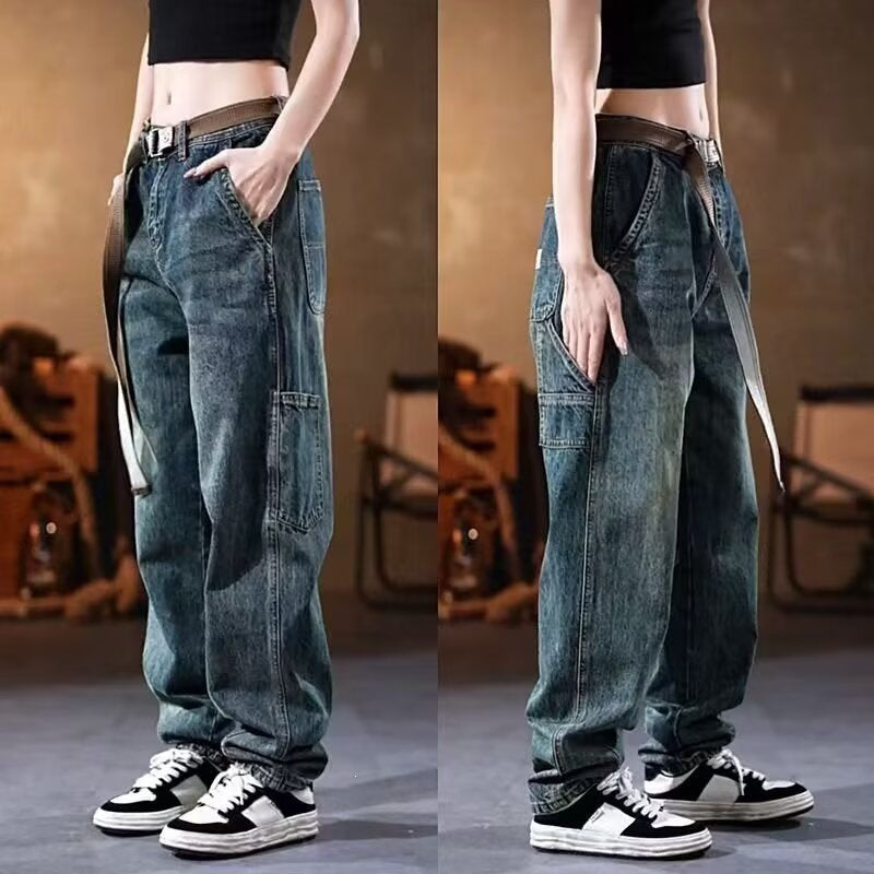 Women Wide Denim Pants with High Pockets Mune Fashion