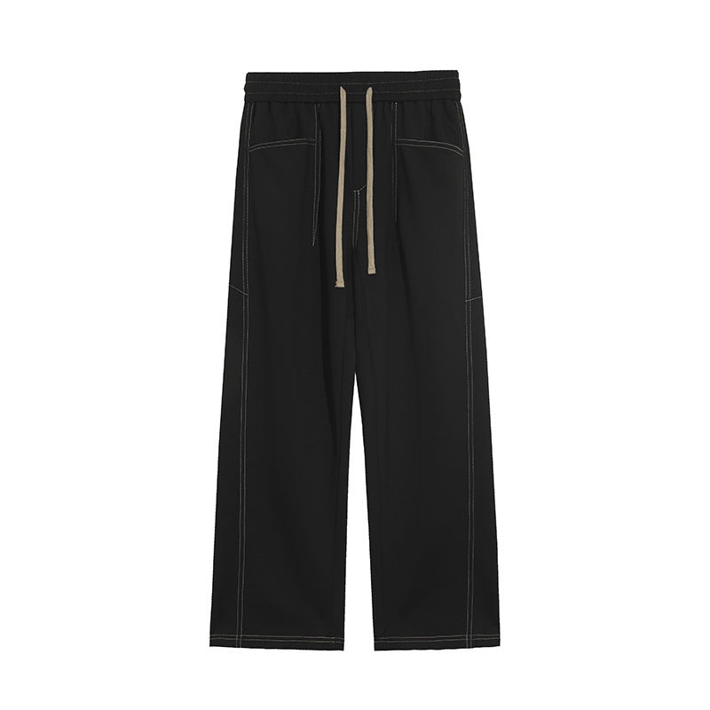 Women's Wide Palazzo Trousers with High Elastic Waistband & Drawstring Mune Fashion