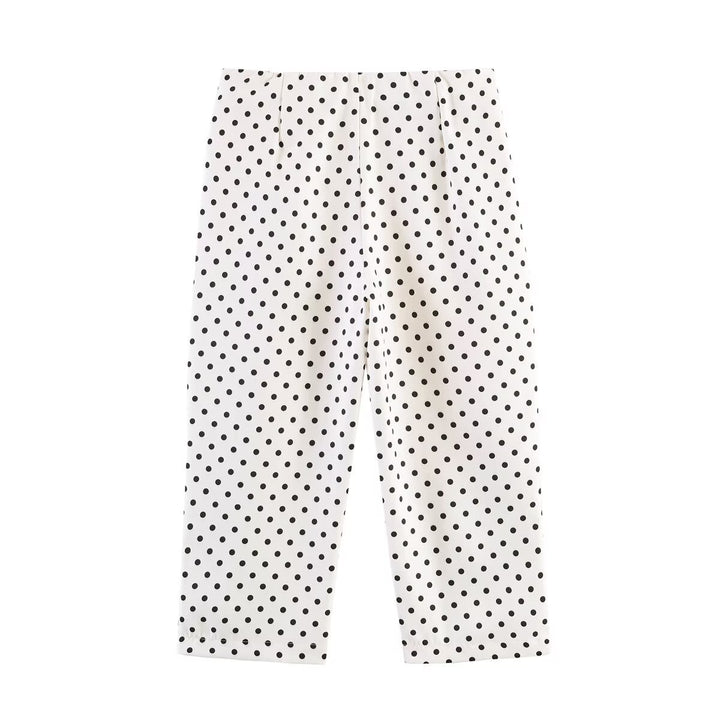 Women’s blouse jacket with tie belt, breast pockets and polka dot pattern Mune Fashion