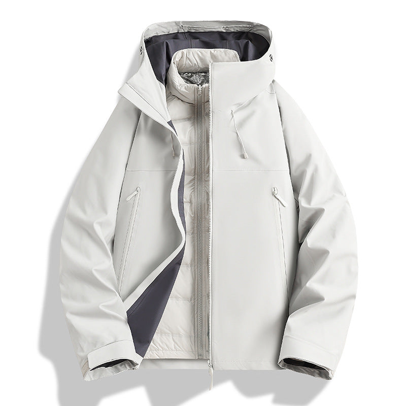 Men's Waterproof Softshell Outdoor Jacket with Adjustable Hood and Breathable Membrane Mune Fashion