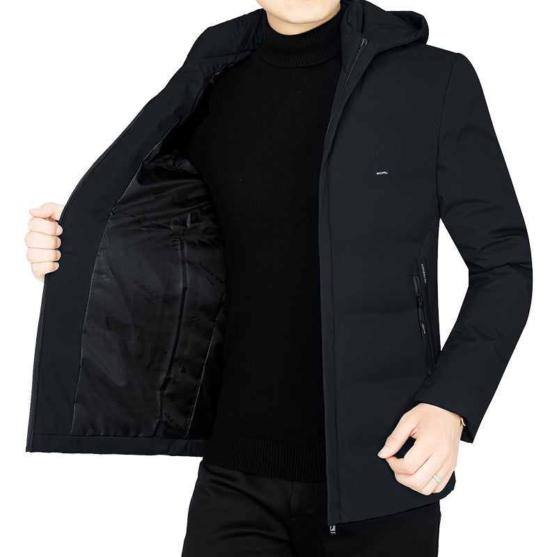 Men's Padded Travel Parka with Hood and Windproof Performance Shell Mune Fashion