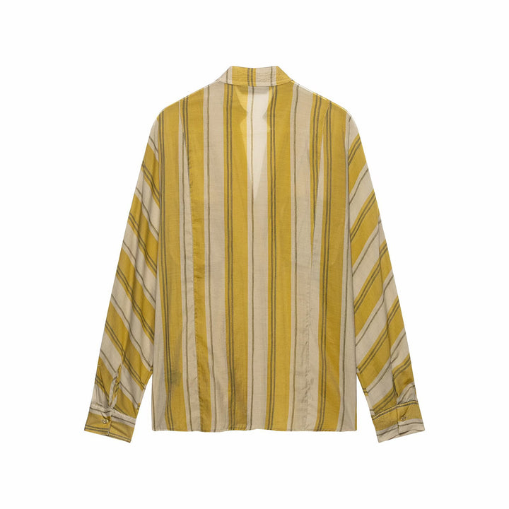 Women Striped Lounge Two-Piece with Oversized Shirt and Wide Drawstring Pants Mune Fashion