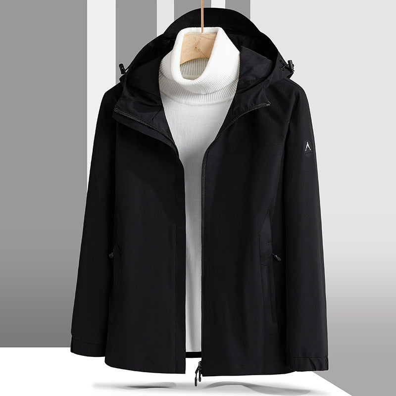 Men's Lightweight Technical Softshell Jacket with Adjustable Hood and Minimalist Athletic Fit Mune Fashion