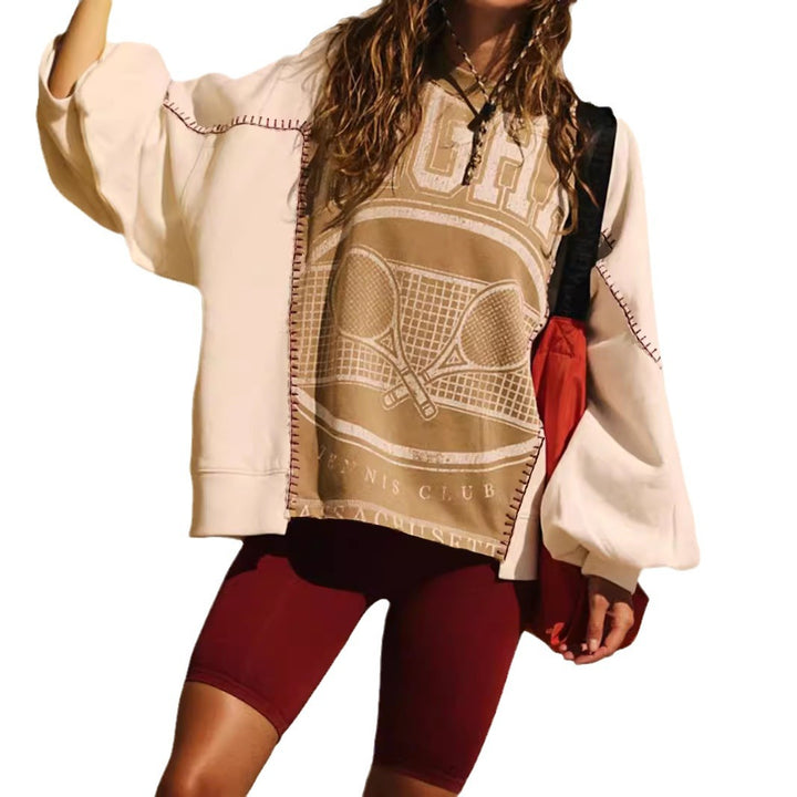 Women's Oversized Sweatshirt with Raglan Sleeves and Decorative Contrast Seams Mune Fashion