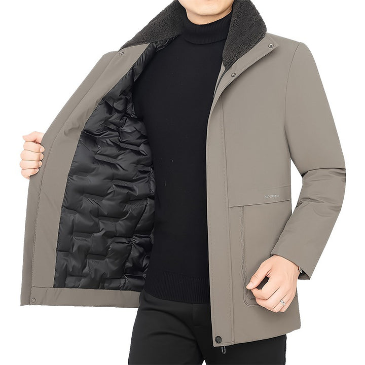 Men's Thermo Winter Short Coat with Luxurious Faux Fur Lining and Stand Collar Mune Fashion