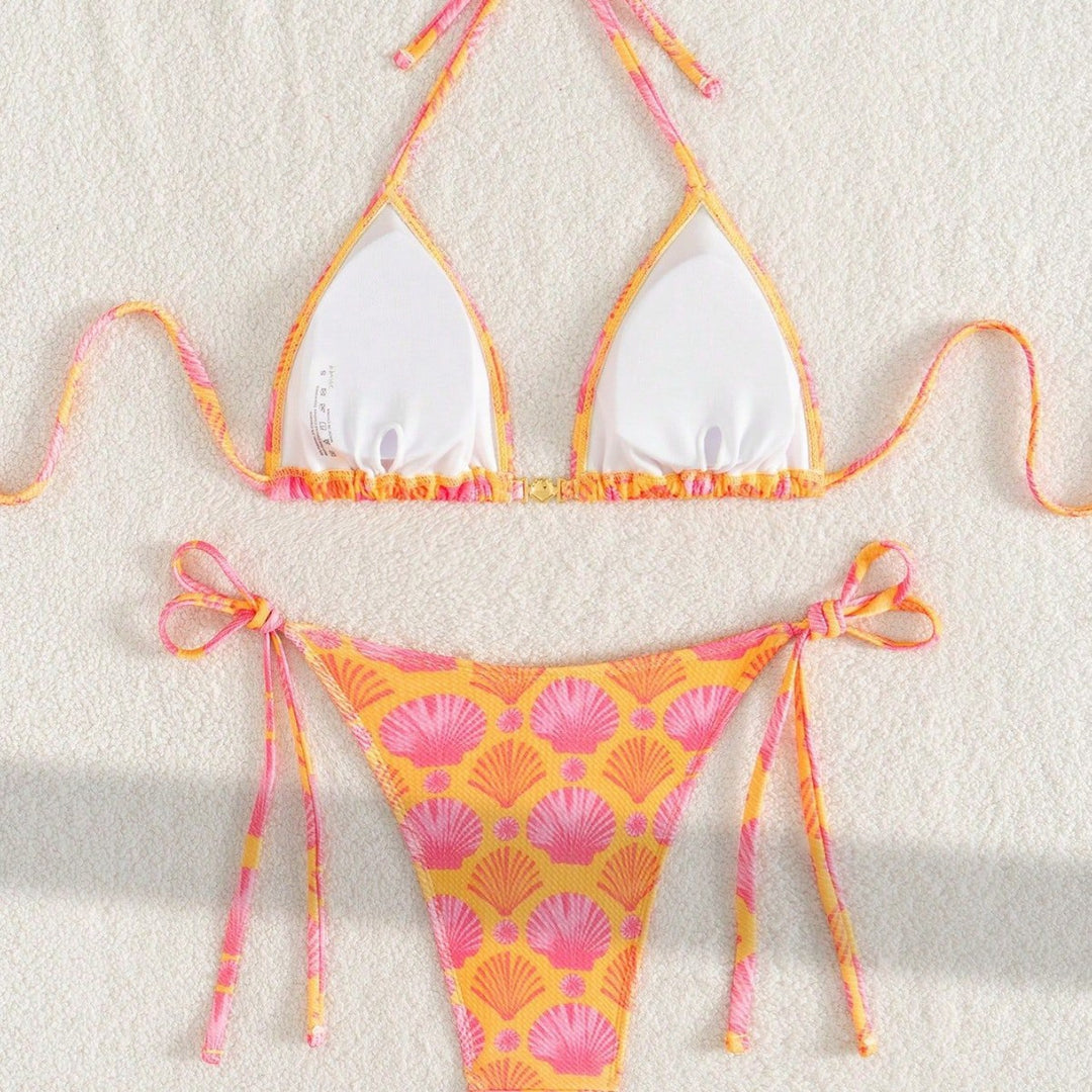 Women's triangle bikini with shell print and friendly cut Mune Fashion