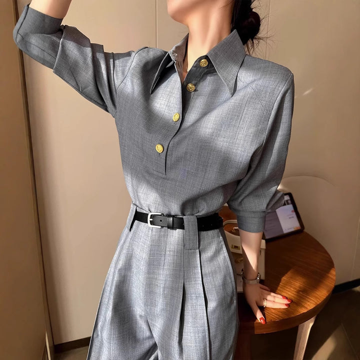 Women's Elegant and Versatile Blouse with Button Detail Mune Fashion