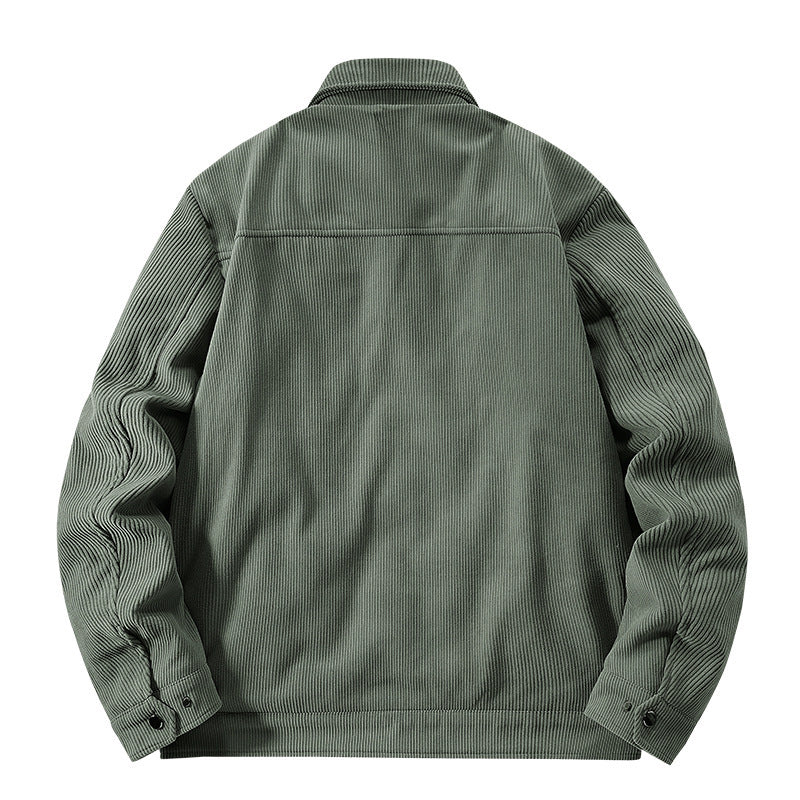 Men's Ribbed Cord Overshirt Jacket with Quilted Inner Lining and Chest Flaps Mune Fashion