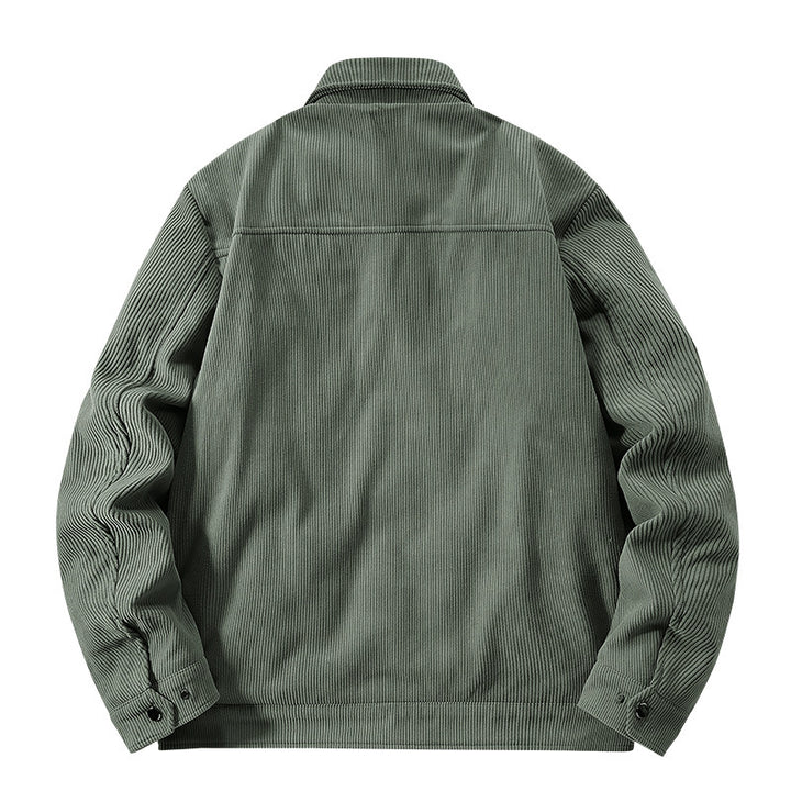 Men's Ribbed Cord Overshirt Jacket with Quilted Inner Lining and Chest Flaps Mune Fashion