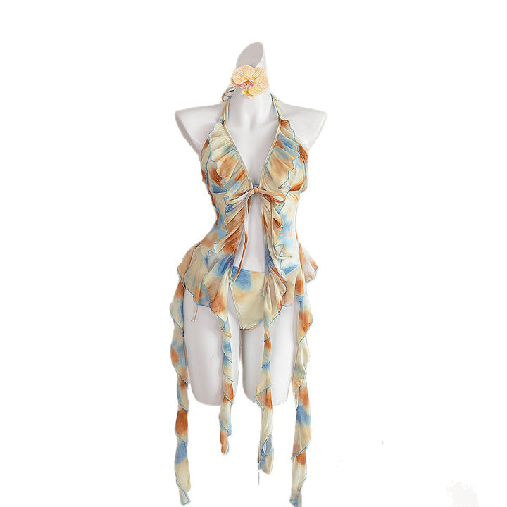 Ladies Wrap Swimsuit with Ruffles Mune Fashion