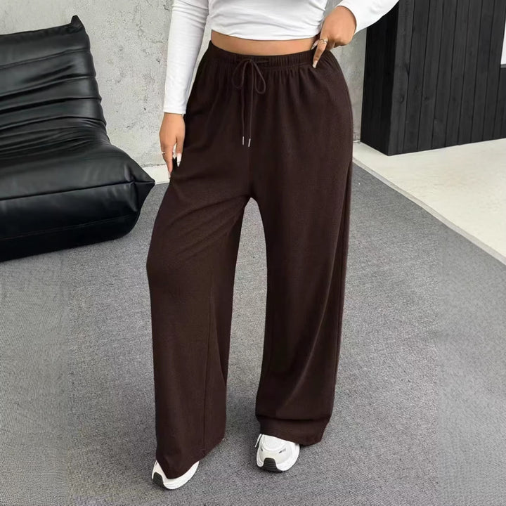 Women's wide relaxed pants with high waistband, elastic drawstring, and wide leg Mune Fashion