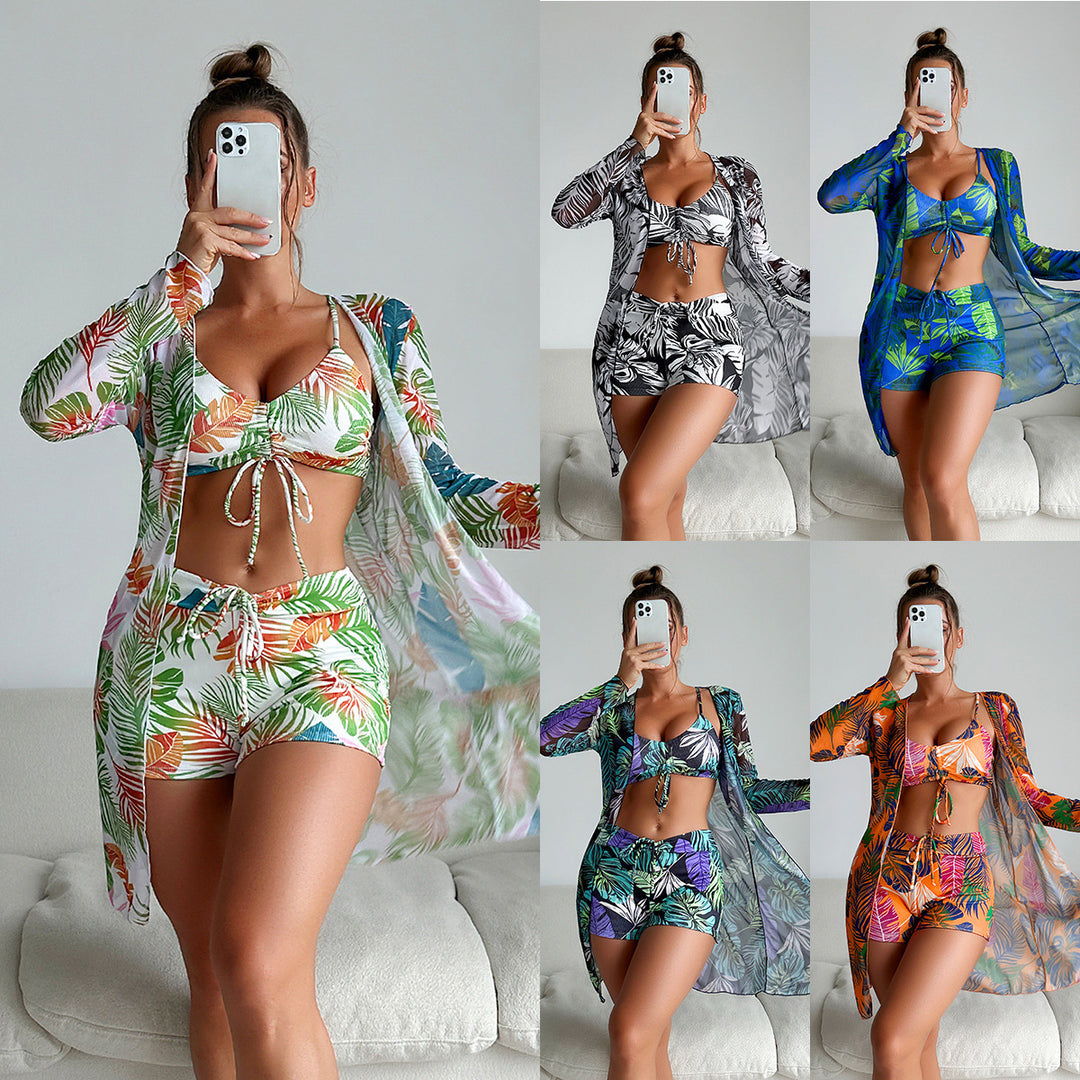 Women's bathing set with flowing beach jacket and elastic shorts Mune Fashion