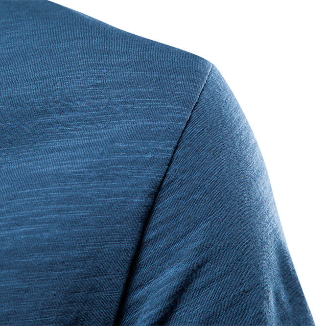 Men's light cotton jersey short-sleeve shirt with V-neck and slim fit Mune Fashion