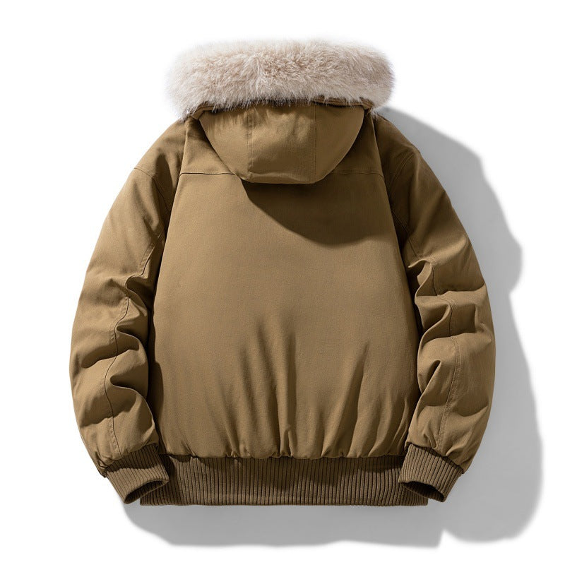 Men's Padded Winter Jacket with Faux Fur Hood, Quilted Checkered Lining and Bomber Cuffs Mune Fashion