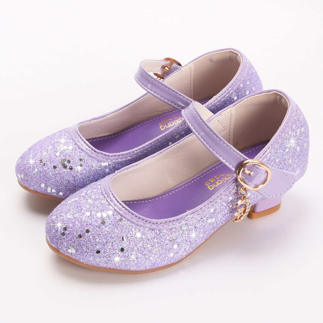 Girls Glittering Mary Jane Shoes with Decorative Buckle Mune Fashion