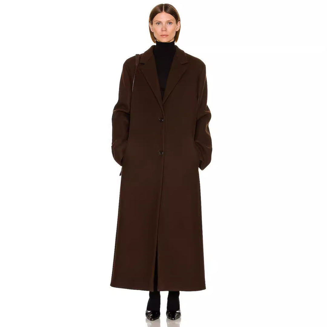 Women's Maximal One-Button Coat in Oversized Cut with Classic Lapel Mune Fashion