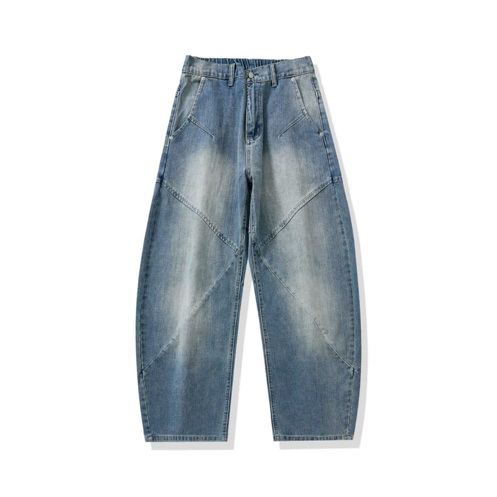 Women's High-Waisted Relaxed-Fit Jeans with Decorative Seams and Generous Pockets Mune Fashion