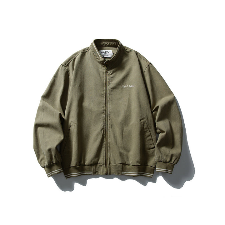 Unisex Kastig cut cotton canvas bomber jacket with stand-up collar and ribbed hem Mune Fashion