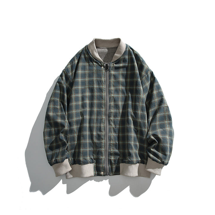 Unisex boxy bomber jacket in herringbone look with ribbed cuffs, flap pockets, and concealed snap button placket Mune Fashion