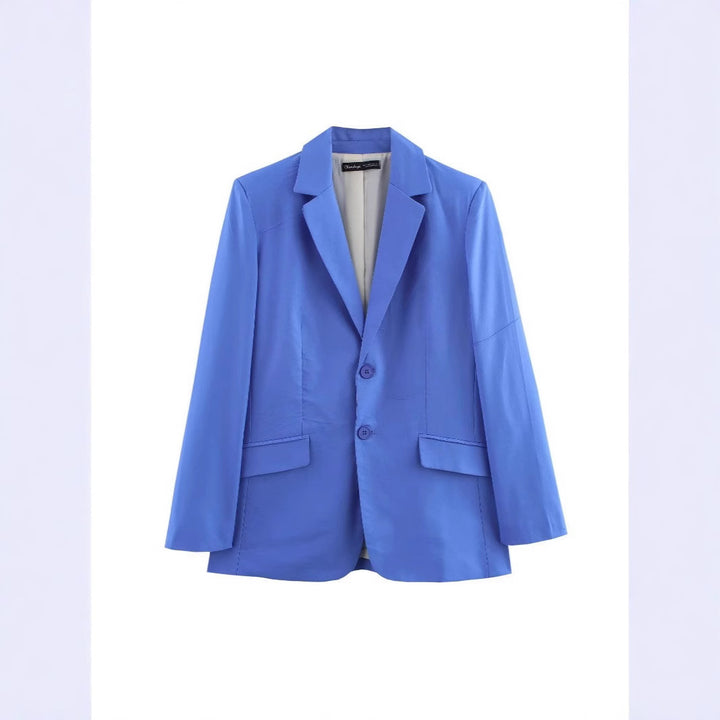 Women's Oversized Single-Breasted Blazer with Notch Lapels, Two Buttons and Flap Pockets Mune Fashion