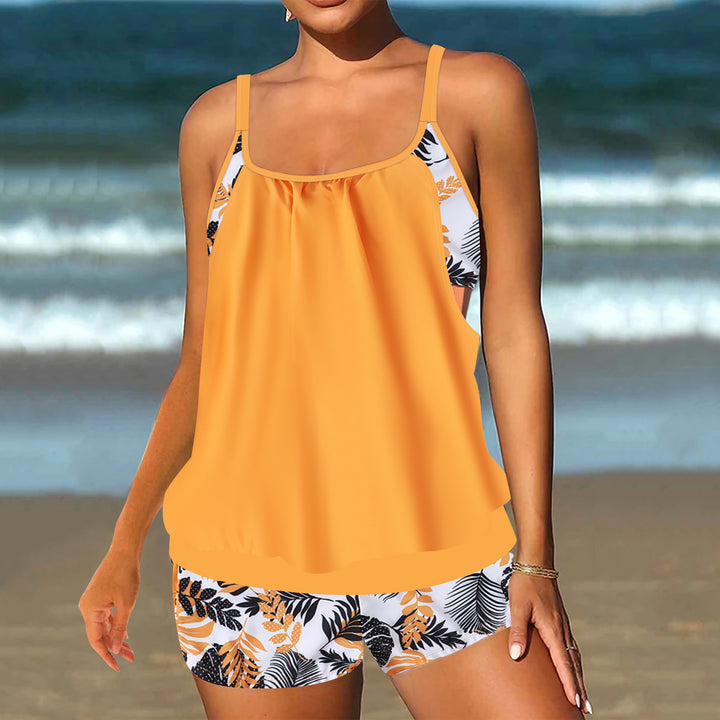 Women's tankini set with floral design and flared top Mune Fashion