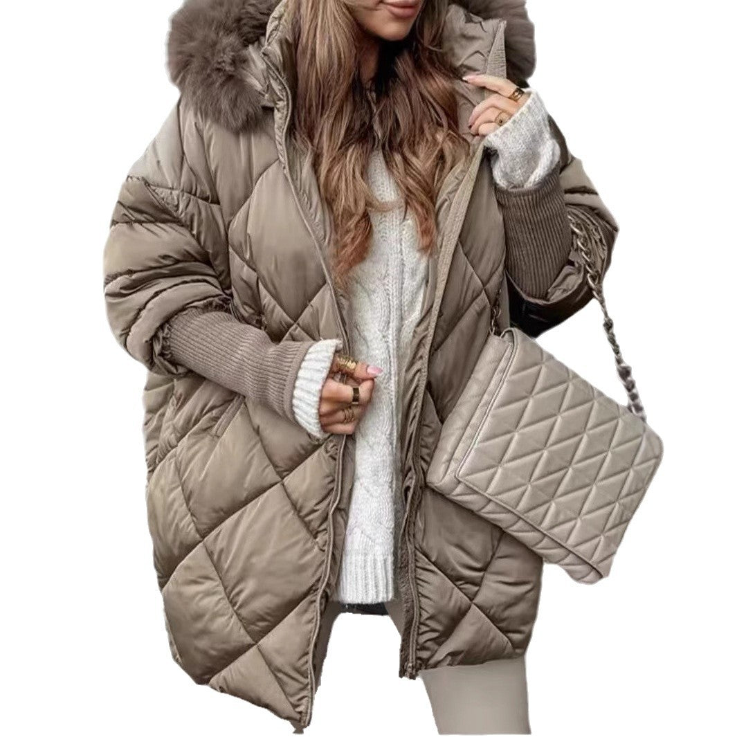 Women nan wide-cut quilted winter parka with hood faux fur trim and ribbed cuffs Mune Fashion