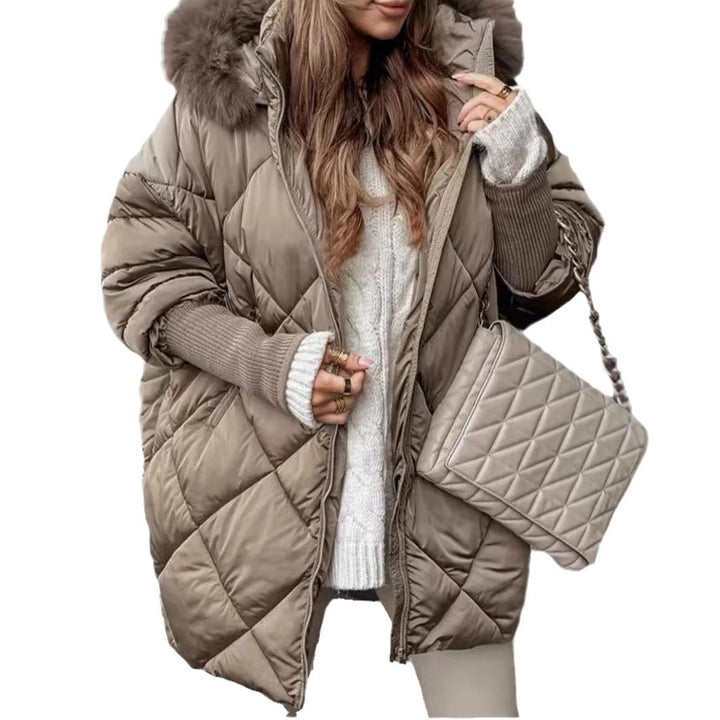 Women nan wide-cut quilted winter parka with hood faux fur trim and ribbed cuffs Mune Fashion