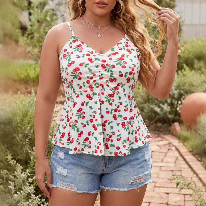 Ladies, airy flower shirt with spaghetti straps Mune Fashion