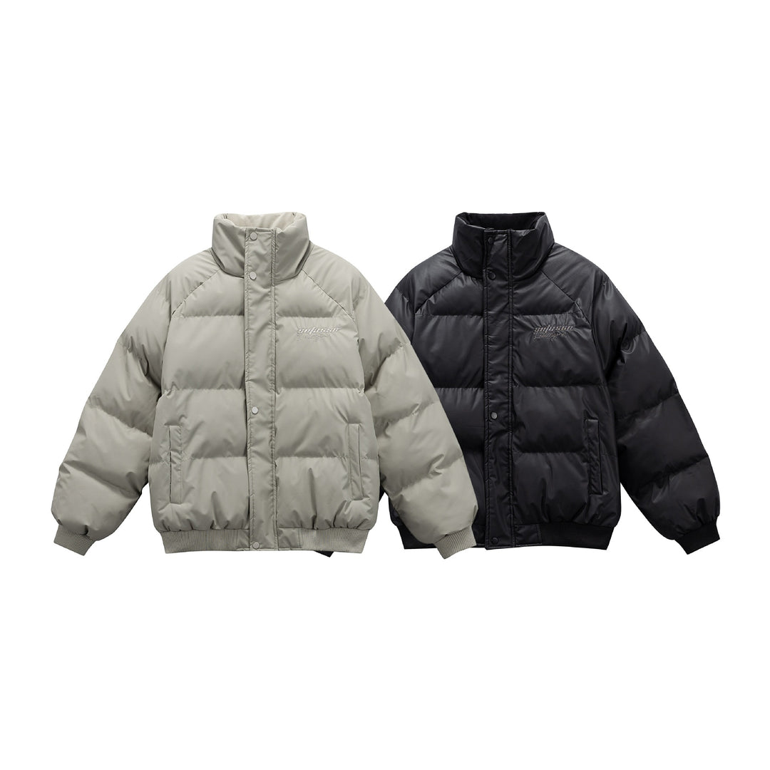 Women's Oversize Quilted Jacket with High Stand-up Collar and Ribbed Cuffs Mune Fashion