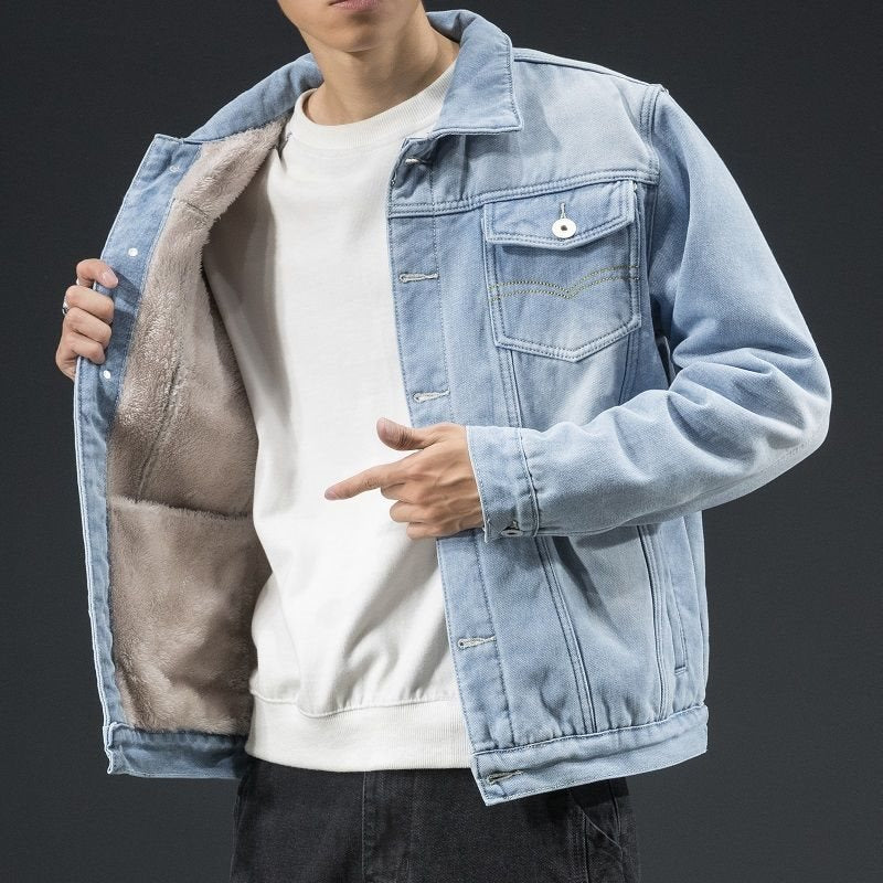 Men's Denim Jacket with Fleece Lining Mune Fashion