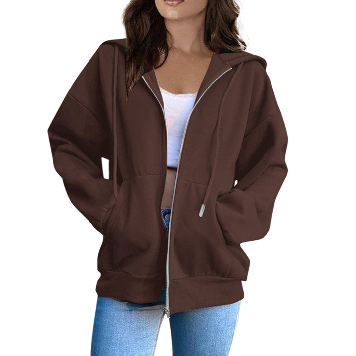 Women's casual hoodie jacket with continuous zipper, kangaroo pockets, and voluminous raglan sleeves Mune Fashion