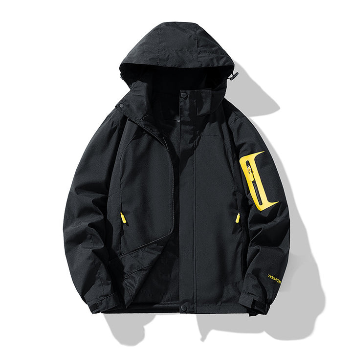 Men's Technical Outdoor Softshell Jacket with Hood, Arm Pocket and Mesh Lining Mune Fashion