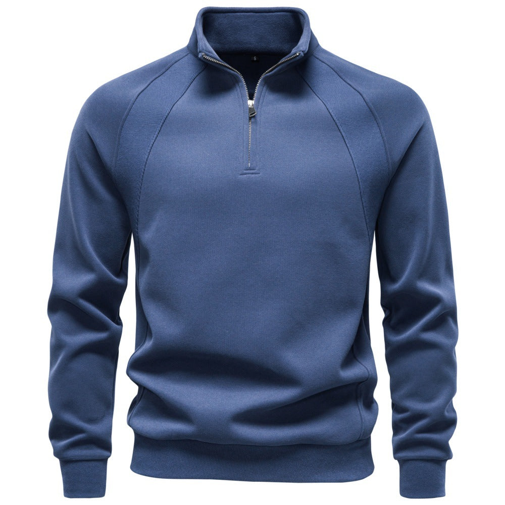 Men's Troyer fleece pullover with stand-up collar and half zipper Mune Fashion