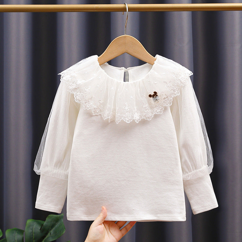 Girl's blouse with voluminous tulle collar Mune Fashion