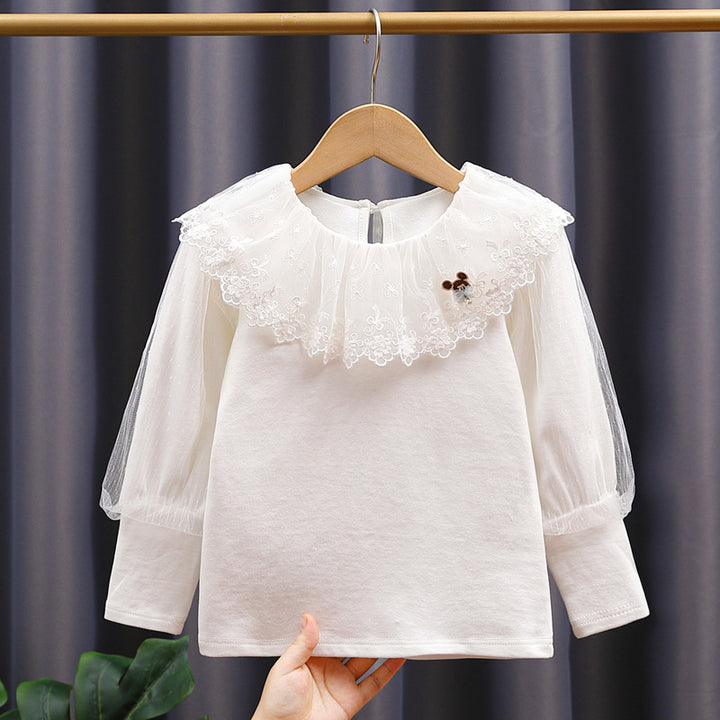 Girl's blouse with voluminous tulle collar Mune Fashion
