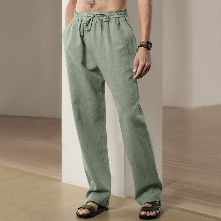 Men's Loose-Fitting Linen Pants with Drawstring and Straight Leg Mune Fashion