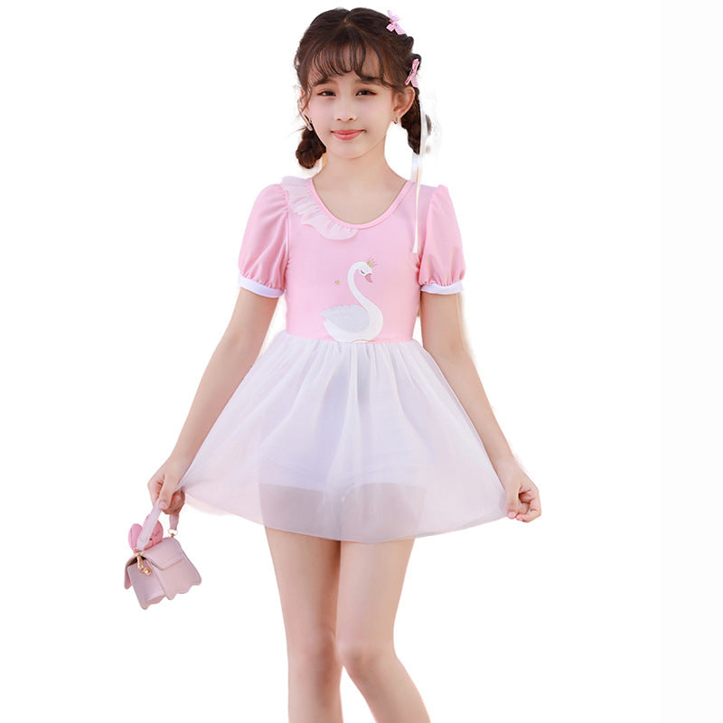 Girls tulle swimsuit with cute swan motif Mune Fashion