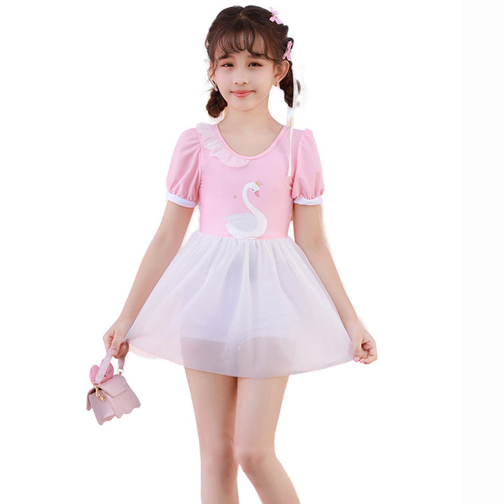 Girls tulle swimsuit with cute swan motif Mune Fashion