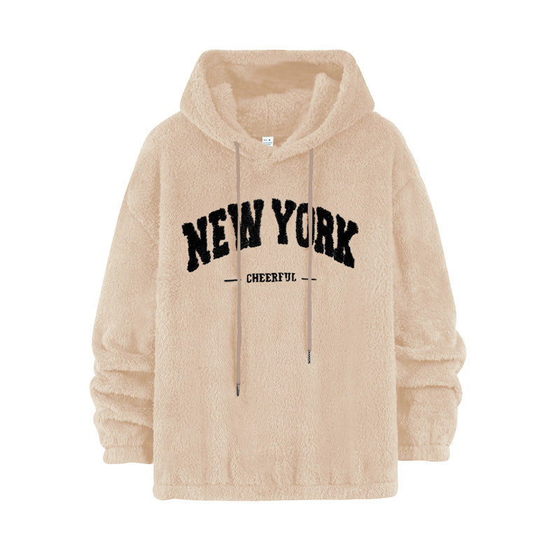 Unisex Cozy Teddy Fleece Hoodie with Chenille Lettering Mune Fashion