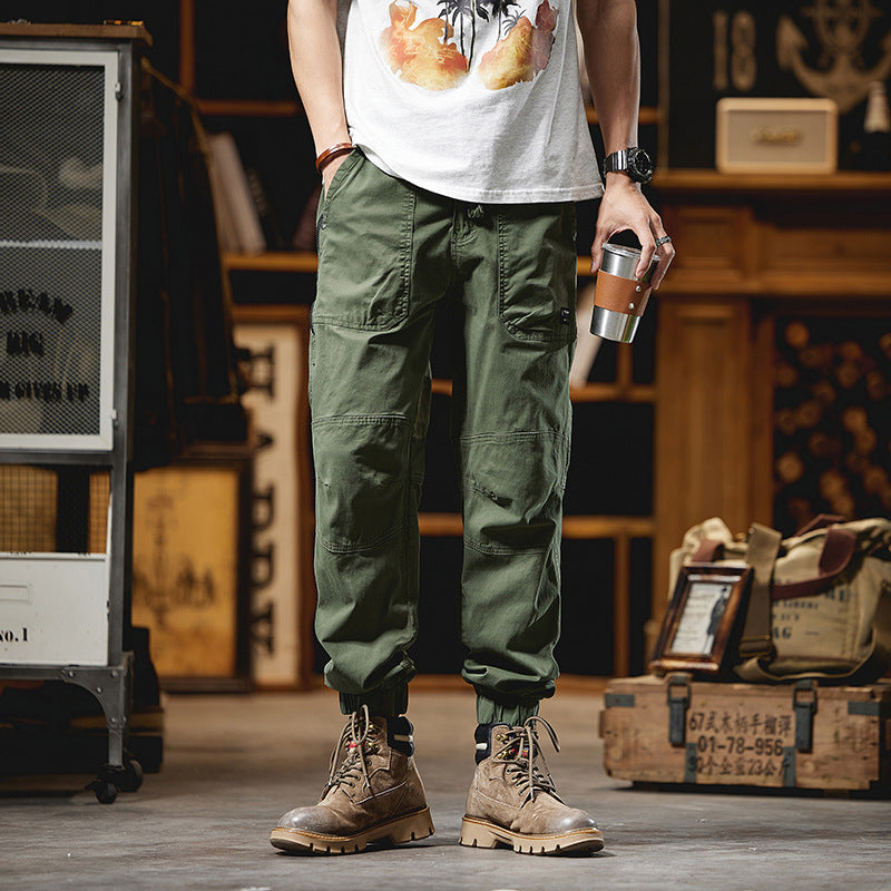 Herren Cargo-Joggerhose mit Knieverstärkungen, Reißverschluss-Seitentasche und Kordelbund Mune Fashion
