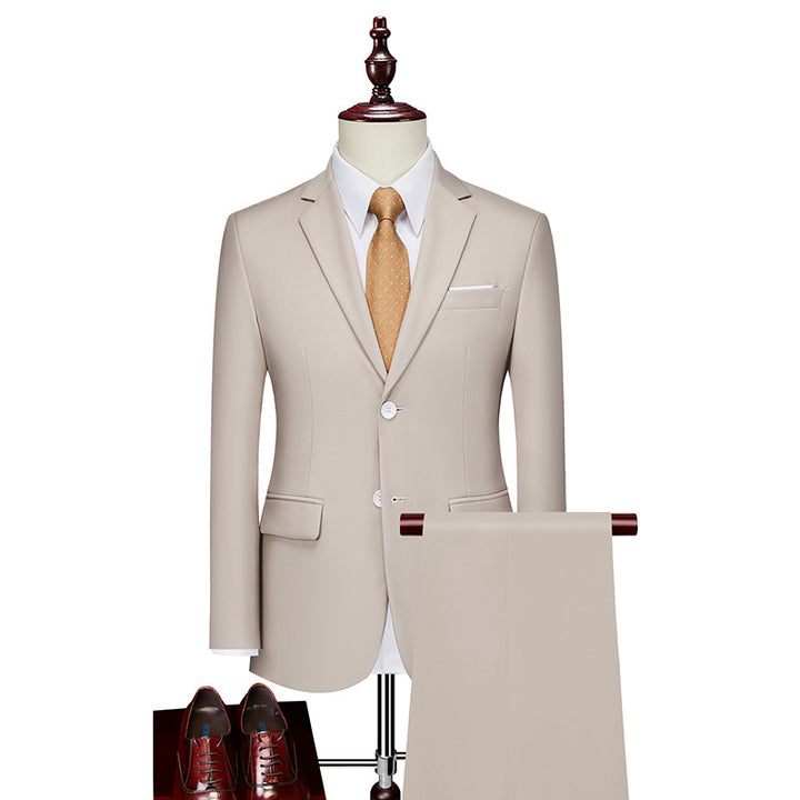 Men's Slim Fit Single-Breasted Suit Set with One-Button Blazer, Slim Suit Pants with Crease and Elastic Stretch Fabric Mune Fashion