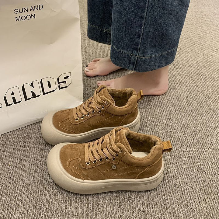 Women's Chunky Sneakers with Soft Suede and Cushioning Sole Mune Fashion