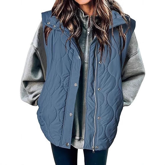 Women's Functional Padded Vest with High Stand-Up Collar, Zipper and Side Pockets Mune Fashion