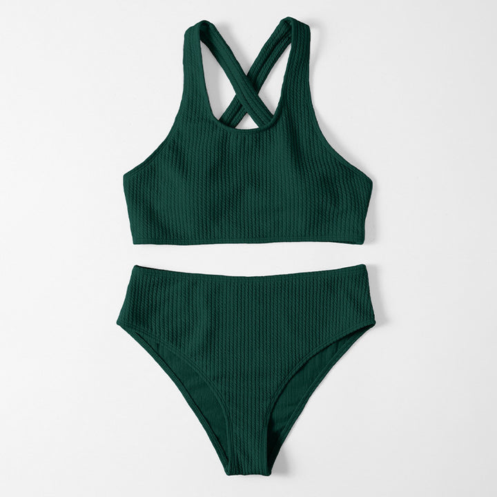 Women's sporty bikini set with high-cut briefs and fashionable back strap Mune Fashion