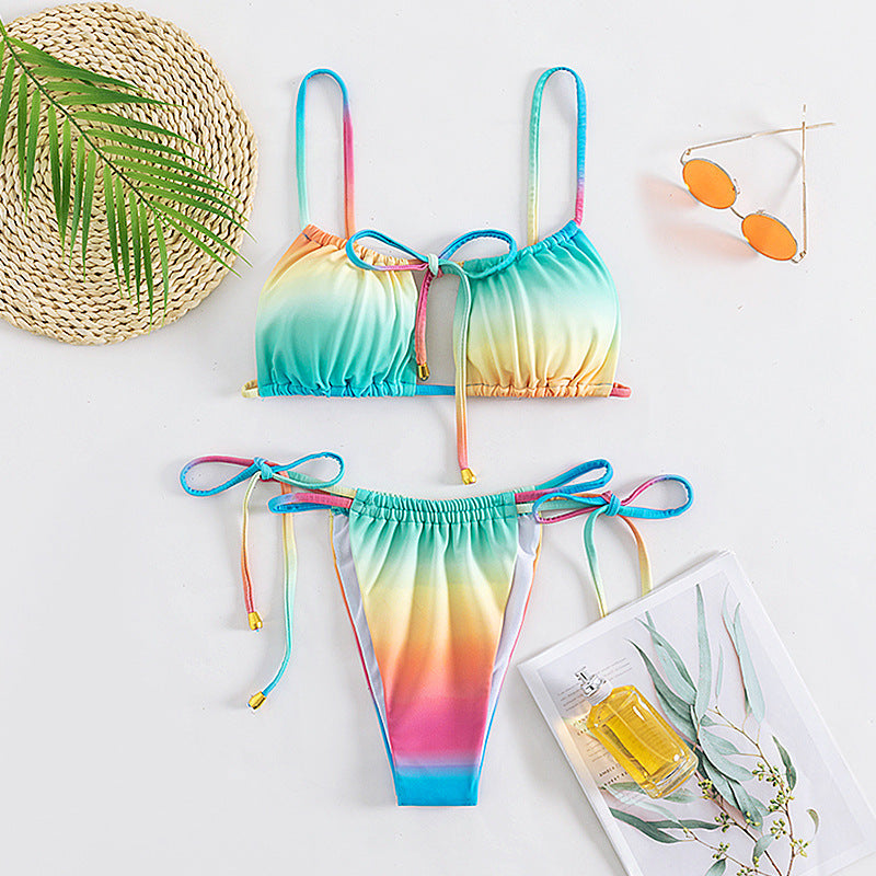 Women's bikini set with adjustable straps and colorful gradient Mune Fashion
